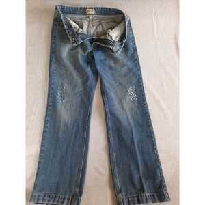 Cassini Jeans Men 33 Embroidered Flare Pockets Outdoor Navy Blue‎ Denim Jeans